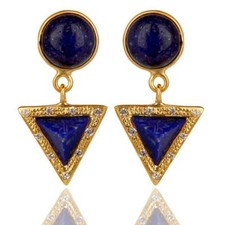 Fashion Women 925 Sterling Silver Lapis Lazuli Earrings Jewelry