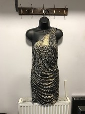 One Shoulder Animal Print Coktail Dress Size 12 New