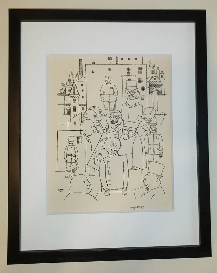 LITOGRAFÍA EXPRESIONISTA ALEMANA FIRMADA A MANO original de George Grosz 1919 enmarcada Foto 3 de 3