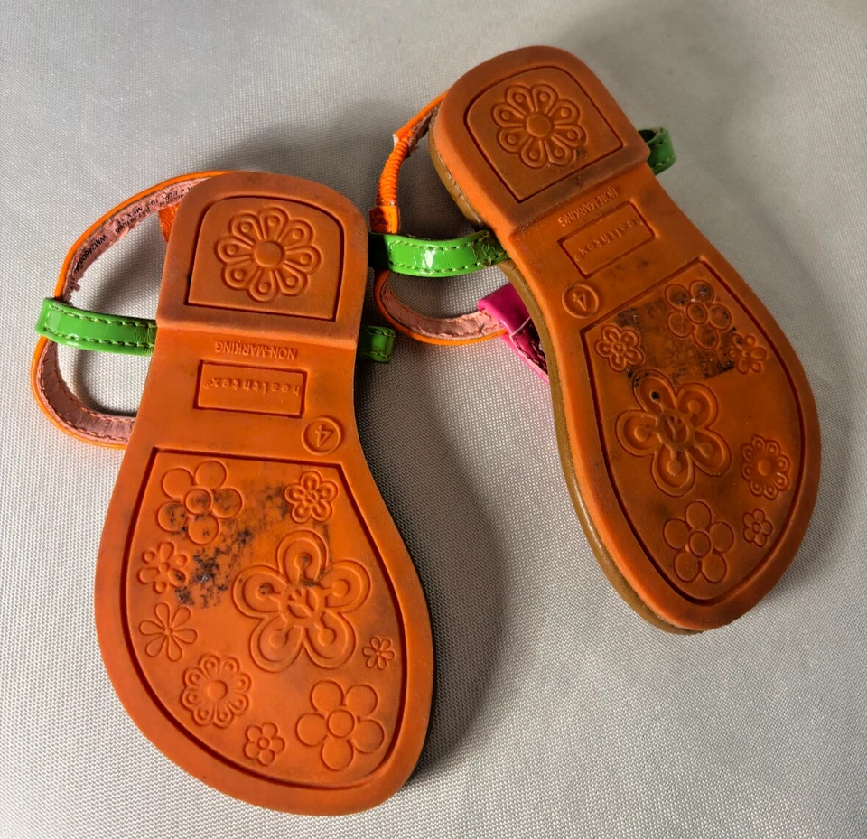 Niño pequeño Healthtex talla 4 SANDALIAS NIÑAS ROSA BRILLANTE, NARANJA, VERDE, MARRÓN (H107) Foto 4 de 4