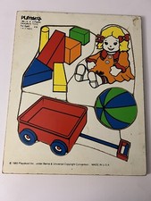 Playskool Wood Frame Tray Puzzle Vintage Favorite Toys Preschool 4 Pcs Colorful