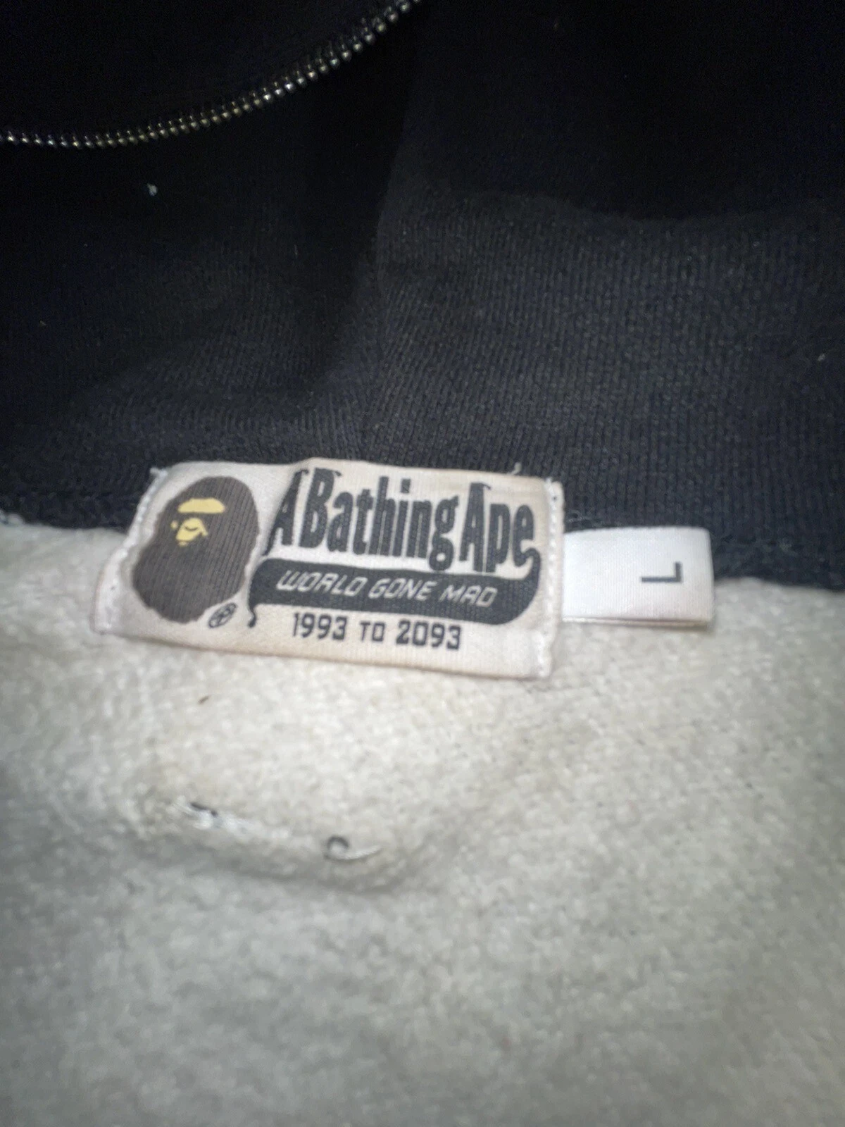 A BATHING APE (BAPE) Felpa con cappuccio mimetica Bape Space squalo cerniera intera taglia grande RARA