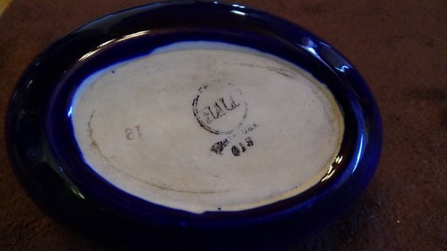 MISSOURI PACIFIC RAILROAD COBALT BLUE & GOLD HALL CHINA MATCHBOOK STAND ASHTRAY - Picture 4 of 4