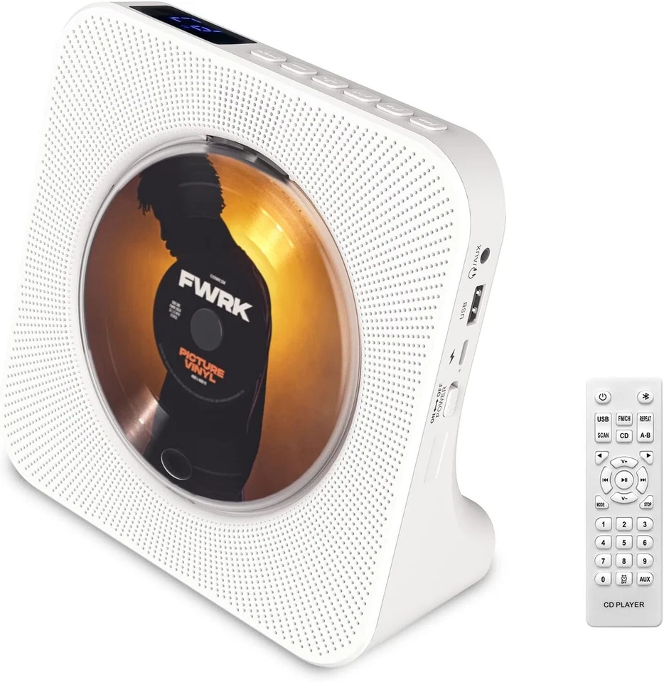 Reproductor de CD vertical de escritorio HiFi con Bluetooth, radio FM y fácil control remoto Foto 3 de 4