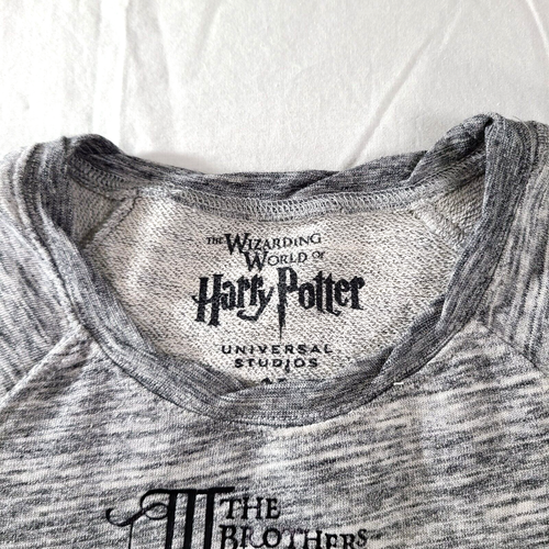 Harry Potter Sweatshirt Womens M Heather Grey Deathly Hallows Split Zip Tail - Picture 5 of 11