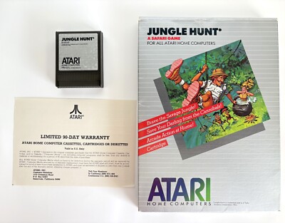 JUNGLE HUNT 1982 Video Game Cartridge ATARI Computer 400/800 Box RX8049 Untested