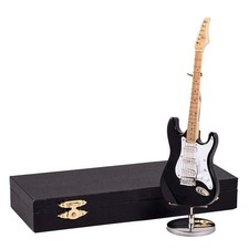 Broadway Gift Black Electric Guitar Music Instrument Miniature Replica with C...