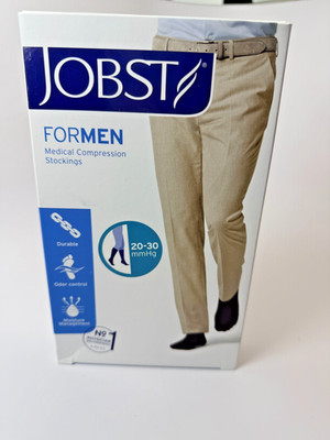 New Jobst for Men Mens Compression Khaki Socks 20-30 mmhg Large Knee CT 115102