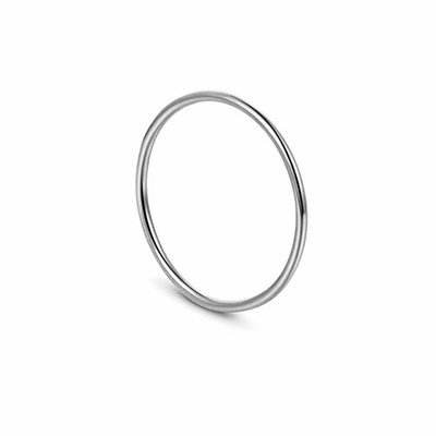 Rhodium auf Sterlingsilber dünner 1 mm Bandring vorsteckbar E - S Unisex