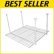 Adjustable Hanging Garage Storage Rack, White