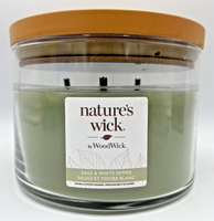Woodwick Sage & White Pepper 433G 3 Dochte Duftkerze Glas Holzdeckel Aroma Neu