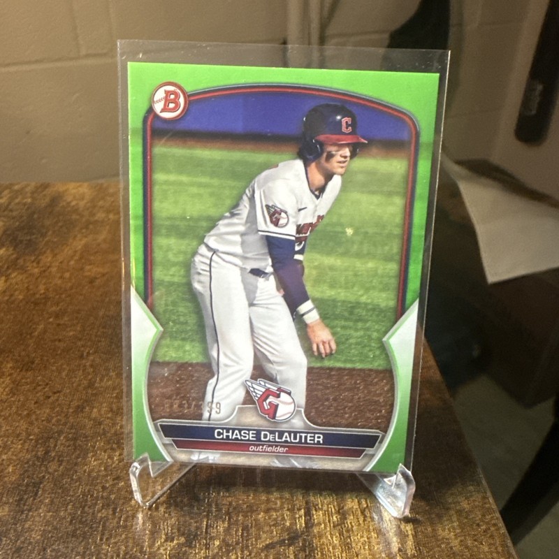 2023 Bowman Paper Chase DeLauter Neon Green #BP-83/399 - Guardians