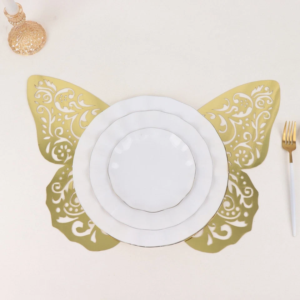 10 Gold Metallic Foil 14"x20" 3D Butterfly Wall Decals DIY Stickers Party - Image 4 of 4