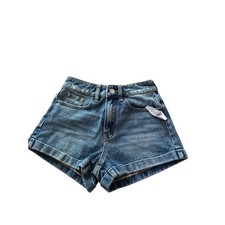 PacSun Womens High Rise Mom Shorts Blue Denim Distressed Cuffed Size 23 NWT