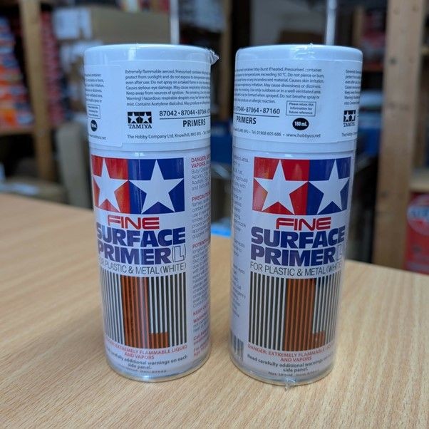 Tamiya Fine Surface Primer Spray 180ml White (Pack of 2) 87044