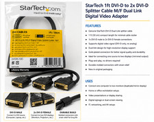 Digital Video Splitter Cable 1 ft DVI-D to 2x DVI-D M/F Dual Link Digital Video