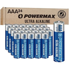 AAA Alkaline Batteries 24 Pack Powermax Battery 10 Year Shelf Life Long Lasting 0.37 per gallon