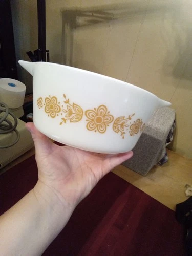 Vintage Pyrex 1.5 Quart Cinderella #474-B Butterfly Gold Casserole Baking Dish