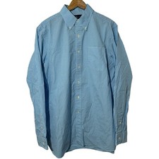 Polo Ralph Lauren Mens Button Down Shirt Sz Large 120s Poplin Blue Gingham Check