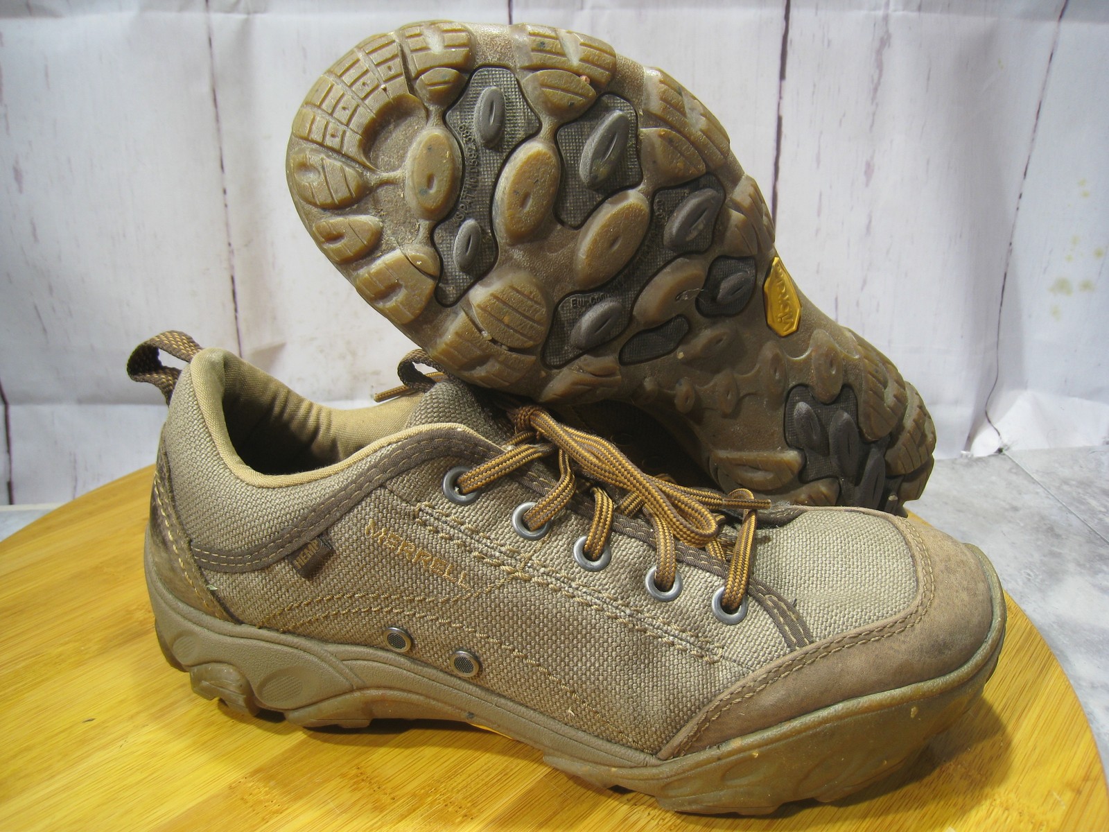 Scarpe Merrell Sight Canapa Terra Uomo Taglia 8 5 Marrone Tela Pelle Vibram Escursionismo