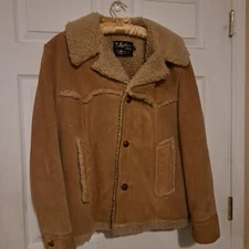 Vintage Mens The Leather Shop Sherpa Lined Jacket 42 R 