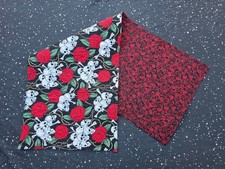 Handmade Quilted Table Runner Day of the Dead Skulls Skeletons Roses hearts