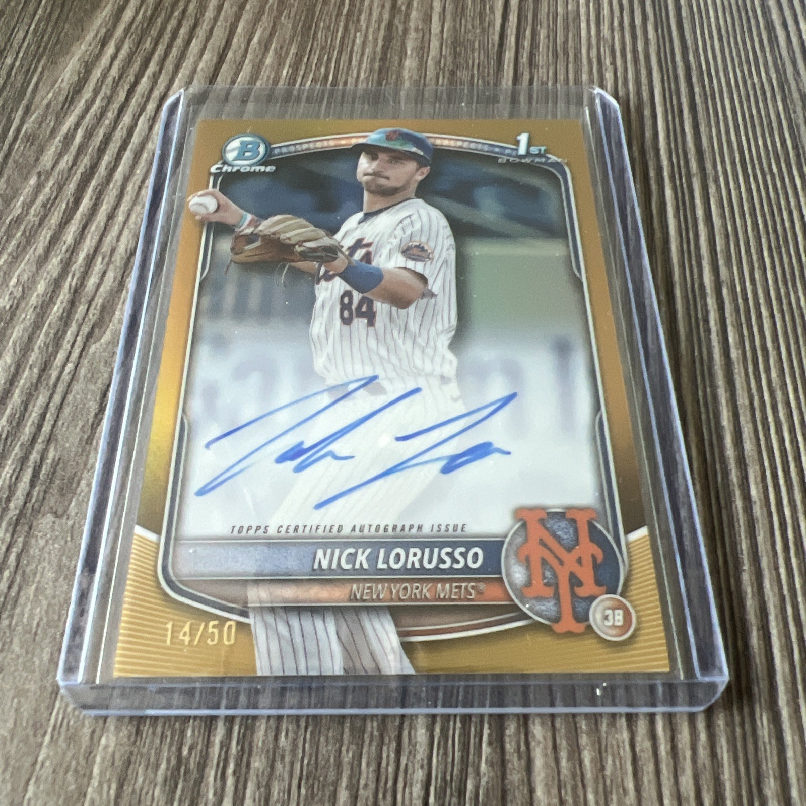 Nick Lorusso 2025 Bowman Chrome Auto True Gold /50 Mets CPA-NL Bowman 1st