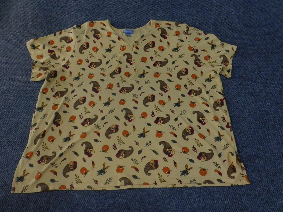 Женская рубашка Liz & Me 4X 30/32 бежевый рог изобилия осень День благодарения принт топ - Изображение 4 из 4