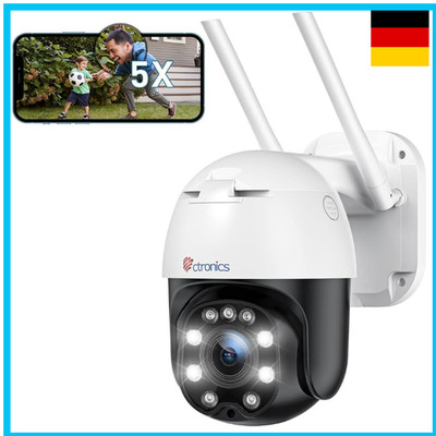 Ctronics PTZ Überwachungskamera 5x Zoom WLAN Außenkamera Bew