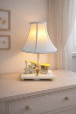 Vtg Musical Nursery Lamp Night Light Lamp Train With Children Dog W/ Shade