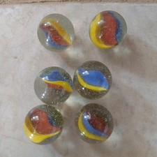 Vintage / 3 Color Cats Eye / GLASS MARBLE / COLLECTIBLE Set Of 6