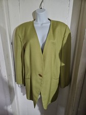 Vintage Jacques Vert Lime Green Mother Of The Bride Blazer Smart Jacket Size 22