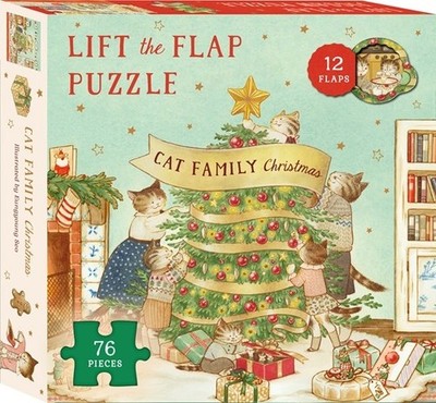 Cat Family Christmas 76 Piece ''Lift the Flap'' Jigsaw Puzzle Kaddo New