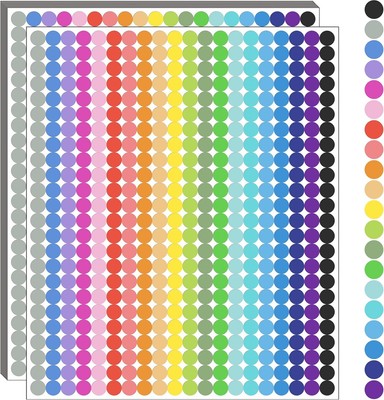 10000 PCS Small Dot Stickers 1/4'' Round Color Coding 1/4'', Multi-colored 