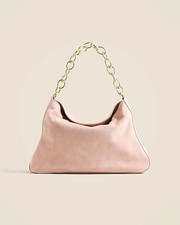 J.Crew Berkeley Chainlink Shoulder Bag Purse in Luxe Suede Peach Petal Pink NWT