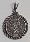 Vintage American Eagle Minting 5 Grams .999 Silver Round in Sterling Bezel