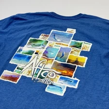 AFTCO T-Shirt Fishing Short Sleeve Offshore Performance Blue Men's Extra Large