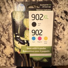 Genuine HP 902XL 902 4-Pack Ink Cartridge Combo Black & Color NEW Factory Sealed