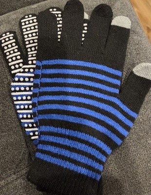 UNISEX Thick Warm Knit Black Blue White Winter Gloves Adult NEW NO TAGS