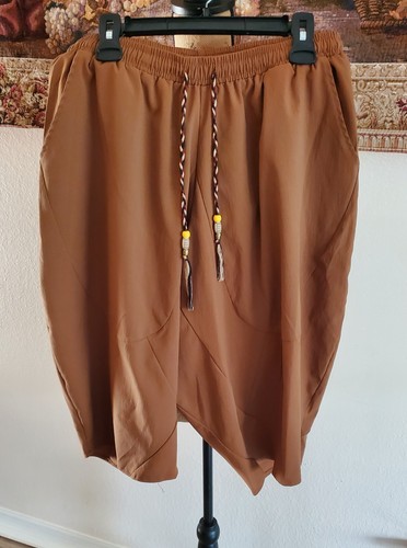 Earthbound Trading Co XL Brown Harem Pants Boho Genie Drawstring Capri