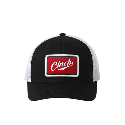 Cinch Men's Black With Red Logo Patch Trucker Cap MCC0660653