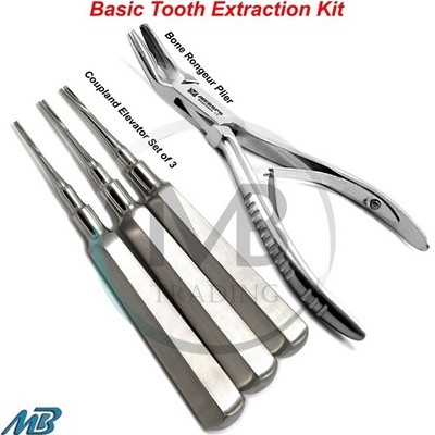 Basic Tooth Extraction Kit Coupland Dental Extracting Elevators Rongeur Pliers