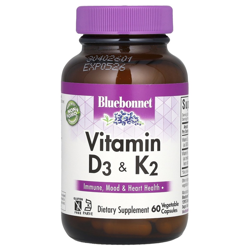 Vitamin D3 & K2, 60 Vegetable Capsules