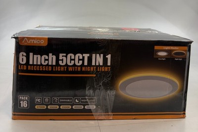 Amico 5CCT  6'', 12W LED Recessed Ceiling Light with Junction Box - 16 Pieces