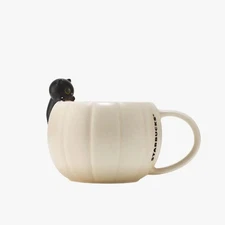 Starbucks Mug Ceramic Autumn Europe Pumpkin Black Peep Cat Halloween 12oz 2025