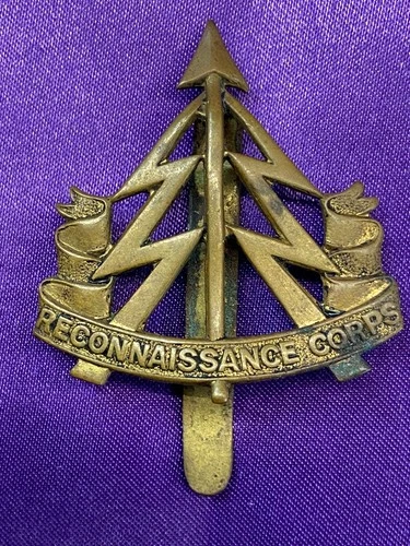 Genuine WW2 Reconnaissance Corps GM OR Cap Badge w/original slider