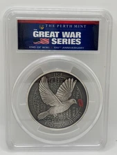 2018-P $8 Queen Elizabeth Australia End of WWI Anniv. Perth Mint PCGS MS70