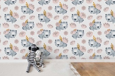 3D Cat Baby Sleeping Flower Pattern Wall Murals Wallpaper Murals Wall Sticker