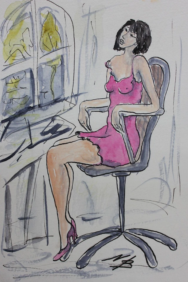 NB-ART*Liebe*Aquarell*16x24cm*Original*Bild handgemalt*Kunst*Akt*Erotik*Unikat! - Bild 1 von 1