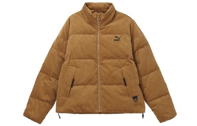 PUMA Logo Print Solid Color Stand Collar Down Jacket